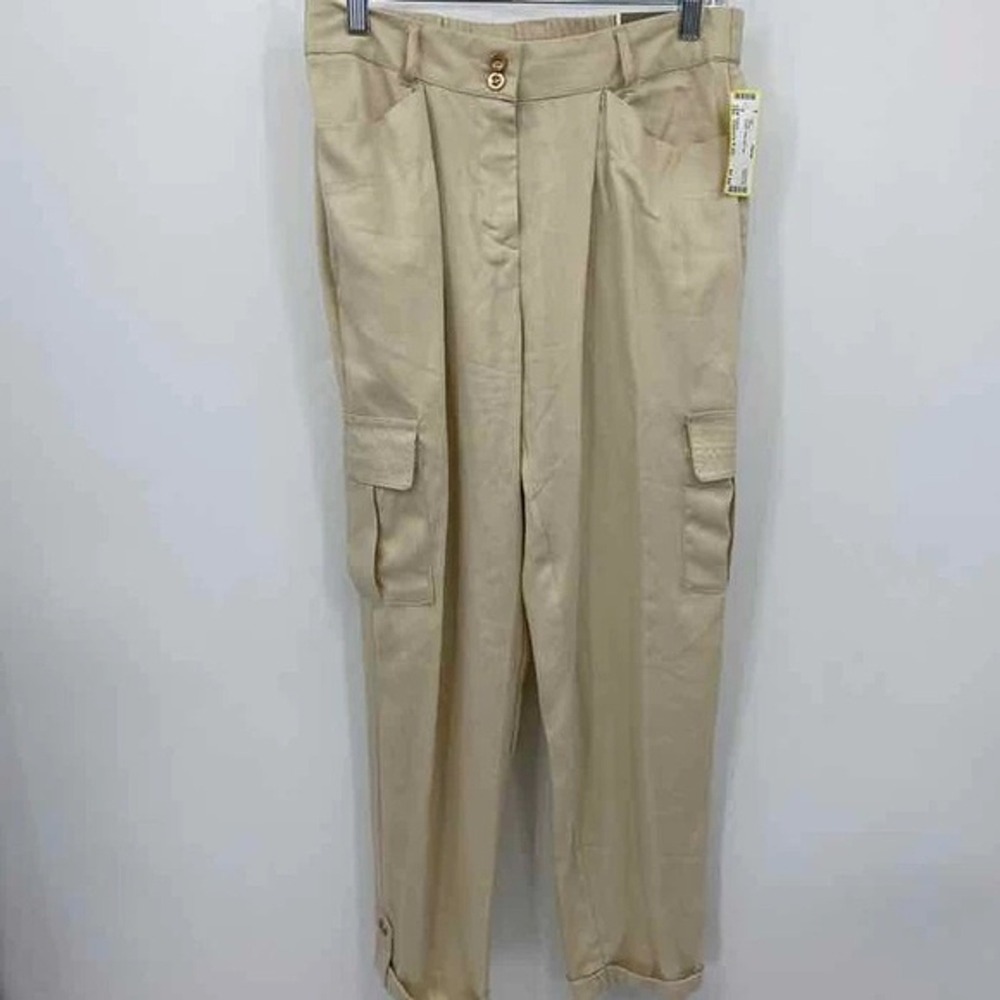 Chicos New Womens Size S US 4 Tencel Lyocell Ankle‎ Cargo Pants in Khaki Beige